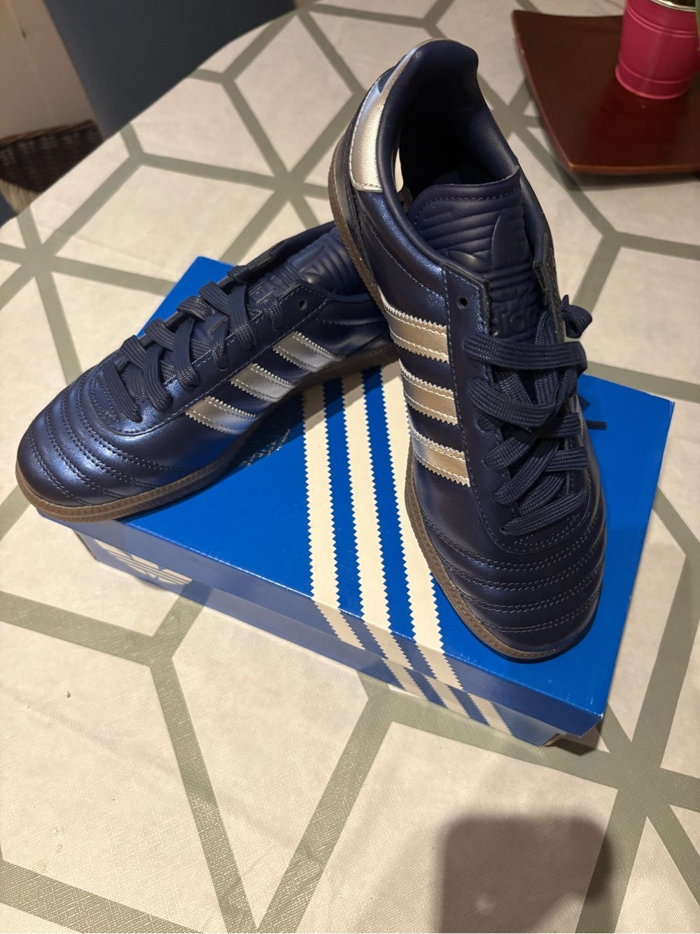 adidas Men’s Navy Sneakers with Silver Stripes